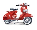 vintage red scooter isolated on white background. Royalty Free Stock Photo